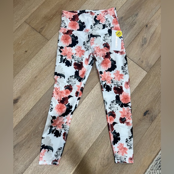 Marika Floral Leggings - Pink, Black, and White - Picture 1 of 4
